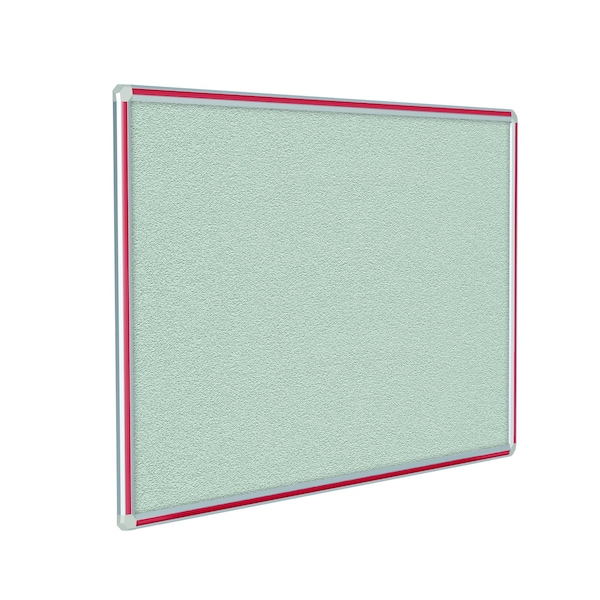 Ghent Bulletin Board, Vinyl, 4 ft H x 10 ft W, Satin Alum Frame w/Red Inlay DFVRD410-42 - main